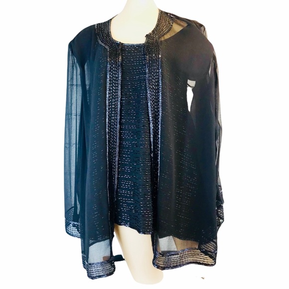 J- KARA New York Vintage Formal Beaded Top & Jacket Sz 3X Evening Wear Cocktail - Picture 9 of 9